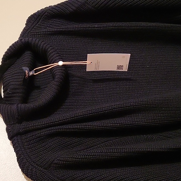 Quince Merino Wool Turtleneck Sweater Dress in Silver Birch & Black & Heather Gr - Picture 7 of 13